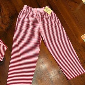 Luigi kids red/white stripe knit pants size 4 NWT